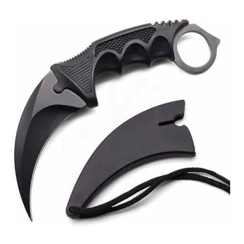 Image of Stainless Steel Utility Knife Sharp Blade Anti-Slip Ergonomic Grip Protective Sheath Included Portable & Lightweight Tool Ideal for Kitchen, Home,Outdoor, Camping & Everyday Cutting (Black)