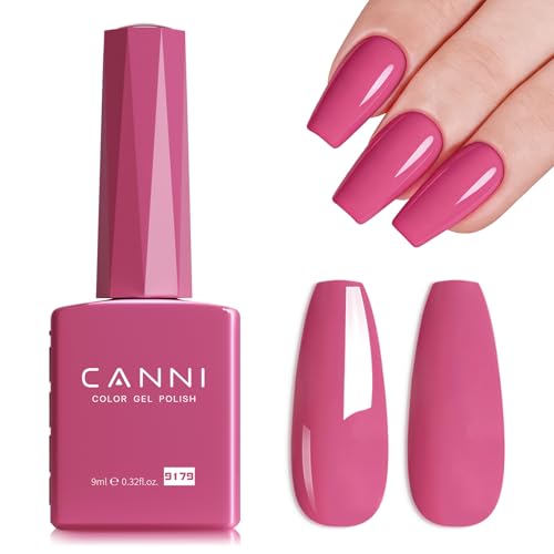 Image of CANNI 9ml Deep Rose Pink Gel Nail Polish, High Gloss UV LED Soak Off Gel