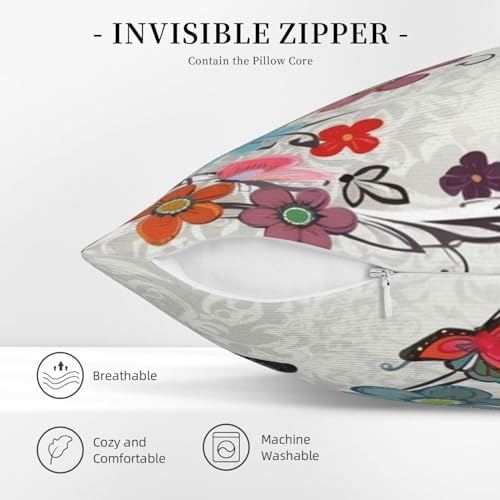 Housse de coussin velours côtelé fleurs contre fatigue dos