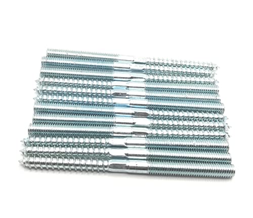 Image of Hanger Bolt M8x120 Silvery Double Headed Bolt Self-Tapping Screw with Hexagon for Furniture 12Pcs