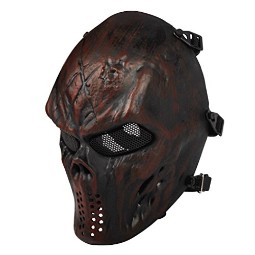 Anyoupin Paintball Mask,Skull Full Face Airsoft Mask with Mesh Army Fans Supplies M06 Tactical Mask for Halloween Paintball Airsoft CS Game Cosplay and Party Copper