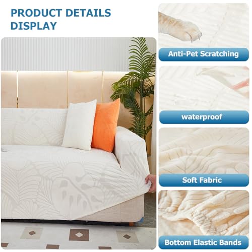 Housse de canapé imperméable et antidérapante extensible beige - 4