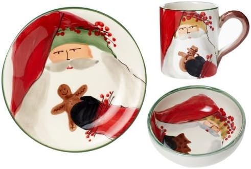 VietriOld St. Nick Bambini Set, Festive Dinnerware Christmas Serving Dishes for Entertaining