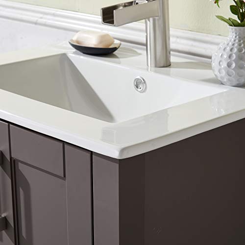 ENGELCH Modern Small Bathroom Vanity, 24 Inch 2 Doors Grey Bathroom Cabinet Set with Sink Combo, Wood Storage Cabinet with Single Hole Undermount Ceramic Sink