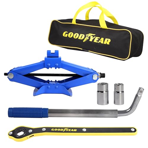 Goodyear Jack Kit - Heavy-duty, Compact & Reliable | Designed For Quick Tire Changes | Features A Sturdy Scissor Jack, High-torque Ratchet & Carry Case | Essential For Roadside Emergencies