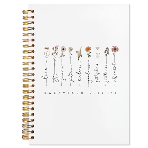 Carnet biblique Galates 5:22-23 blanc et journal de prière chrétien pour femme à spirale