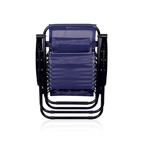 Image of STAR WORK Stainless Steel Zero Gravity Chair, Lawn Chair Recliner Lounge, Portable Camping Folding Beach Chair With Removable Pillow (Blue)