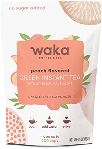 Waka — Peach Flavored Green Instant Tea Powder — No Sugar Added & Unsweetened — 100% Tea Leaves — 4.5 oz Bulk Bag