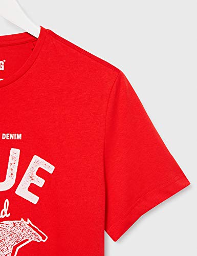 MUSTANG Aaron C Print T-Shirt, Rosso (Feuerrot