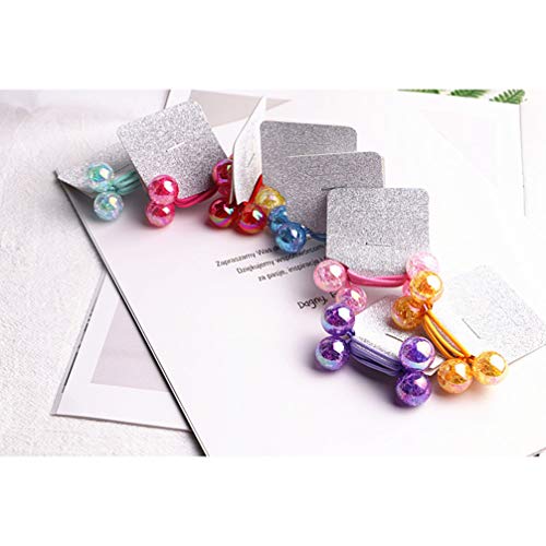 Sewacc Acrylic Ball Hair Circle Elastic Hair Bands Ball Hair Ties Handmade Girls Hair Accessories Women Barrette 3 Pairs For Girls ( Assorted Color ) #TOP4