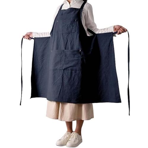 Tablier denim femme dos croisé chic en jean robuste pour cuisine et atelier