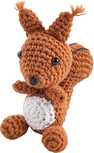 folia 23909 - Mini Häkelset Eichhörnchen, Komplettset zur Erstellung von einem selbst gehäkelten niedlichen Eichhörnchen, ca. 7 - 9 cm groß, für Kinder ab 8 Jahren und Erwachsene, als Geschenk