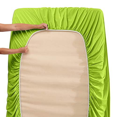 Image of Hearth & Harbor Extra Deep Pocket Bed Sheet Set - 4 Piece Hotel Luxury Sheets Fits Up to 24 inch Thick Mattress - Full - Garden Green
