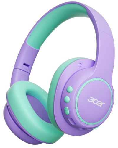 acer OHR702 Kids Bluetooth Headphones, Wireless & Wired, Over-Ear | 75H Playtime, Bluetooth 6.0, 3.5mm Jack Aux Cord, 85dBA Safe Volume,Fast Charging,for iPad/Toddler/Travel/Tablet-Purple Green - image 1