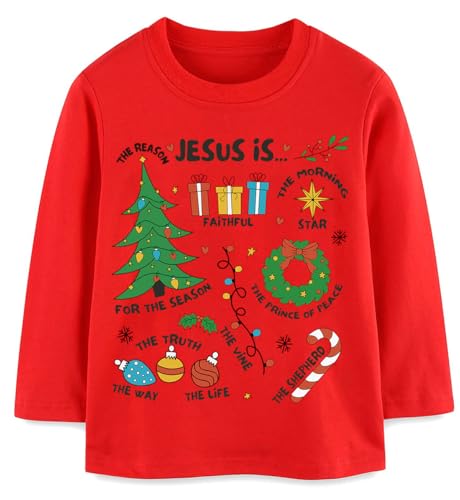 Toddler Boys Girls Ugly Xmas Graphic Long Sleeve T-Shirts Kids Fall Holiday Tops Tees 2-7T