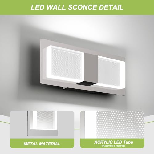 Image of OKELI Modern Wall Sconce Set of 2, LED Wall Mounted Light Indoor Dimmable Wall Light Fixture for Bedroom, LED Vanity Lights for Bathroom Wall Lights for Living Room, Hallway, Entryway, Corridor