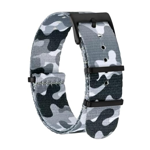 BISONSTRAP Bracelets de Montre en Nylon pour Hommes, Bracelets Militaire Monobloc, 22mm, Camouflage Gris (Boucle Noire)