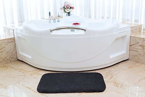 ROLIZOE Ultra Thick Bath Rug for Bathroom Non Slip Bath Mat Highly Absorbent Bathroom Rug Mat Super Soft Bedside Rug Carpet Microfiber Floor Mat 40 x 60cm, Black - Image 3