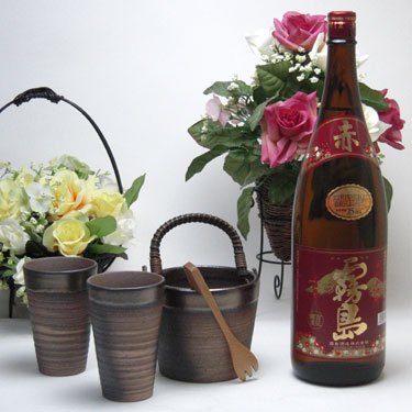 豪華酒器セット陶芸作家 安藤嘉規作(本格芋焼酎 赤霧島1800ml)焼酎ギフト