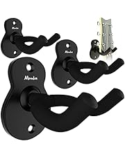 Moodve Guitar Wall Mount Hanger 4-Pack, Metal Guitar-Shaped Holder Stand for Bass Electric Acoustic Guitar Ukulele (Black)