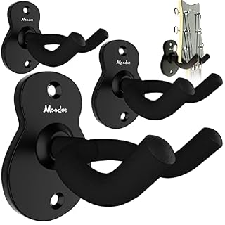 Guitar Wall Mount 4-Pack, Metal Guitar Hanger, Guitar-Shaped Guitar Wall Hanger, Black Guitar Holder Stand for Bass Electric Acoustic Guitar Ukulele (Black) - Les Beatles, Paul McCartney, John Lennon, RIngo Starr, George Harrison