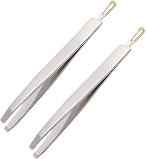 2pcs Stainless Steel Eyebrow Tweezers Flat an...