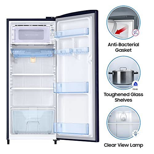 Image of Samsung 192 L 2 Star Direct Cool Single Door Refrigerator Appliance (RR19A2Y2B6U /NL, Mystic Overlay Blue)