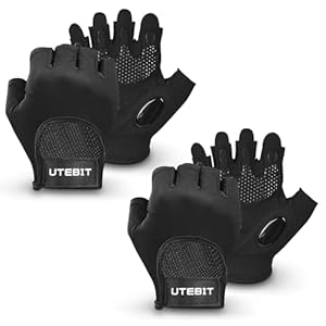UTEBIT Weight Lifting Gloves Women, Gym Gloves with Wrist Support, Breathable Anti-slip Hand Back Hollow Design for Training, Exercise, Fitness, Grey