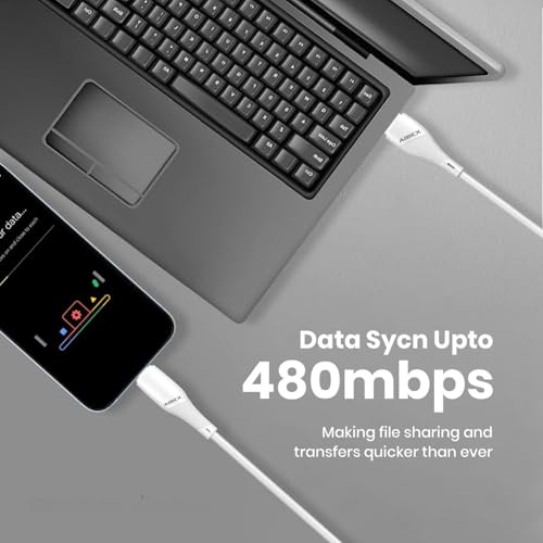 Image of AIBEX USB A to Lightning /Type C 25cm Powerbank Cable USB Data Sync & Fast Charging 3.4A Short Cable Compatible with iPhone, i Pad Air, i Pad Mini, iPod Nano, iPod Touch Compact Cord, Pack of 2