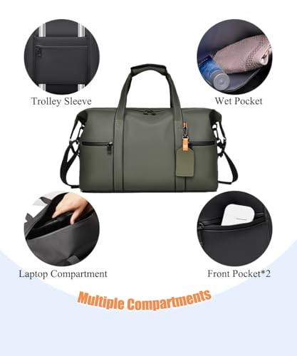 Personal Item Travel Bag 18X14X8, Small Duffel Bag with Wet Pocket and Laptop Compartment, Carry on Underseat Bag for Spirit Frontier Airlines- Green3
