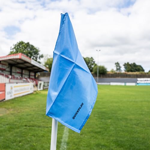 QUICKPLAY Spare Corner Flags - Set of 4 | Vibrant Red, Blue, Green, Yellow & Orange Flags | Fits Up To 50mm Poles | Weather-Resistant Polyester | Ideal for Football Matches & Training
