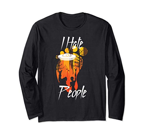 Bigfoot Design Odio a la gente esconderse y buscar Sasquatch Manga Larga