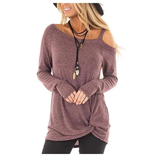 Lover-Beauty Camisa Larga Mujer Casual Suelto Manga Larga Jersey Color Puro Vestido Blusa Elegante Camiseta Violeta