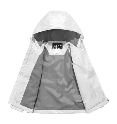 Image of Boys Girls Rain Jackets Lightweight Waterproof Hooded Raincoat Lined Windbreakers for Kids