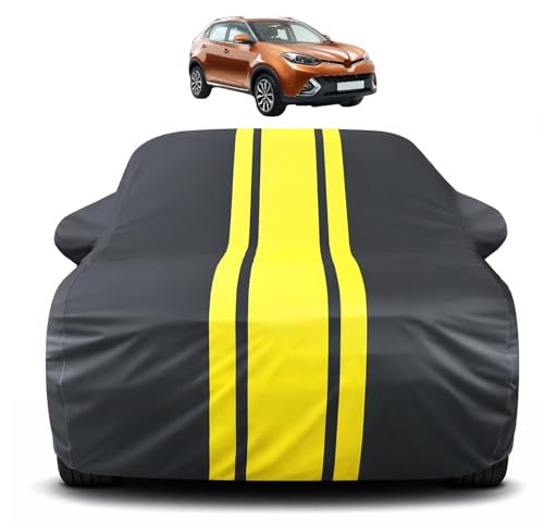 Image of Auto Hub Car Cover Compatible with MG GS with Mirror Pocket, Soft Cotton Lining, MG GS Car Cover Waterproof - Yellow-Black