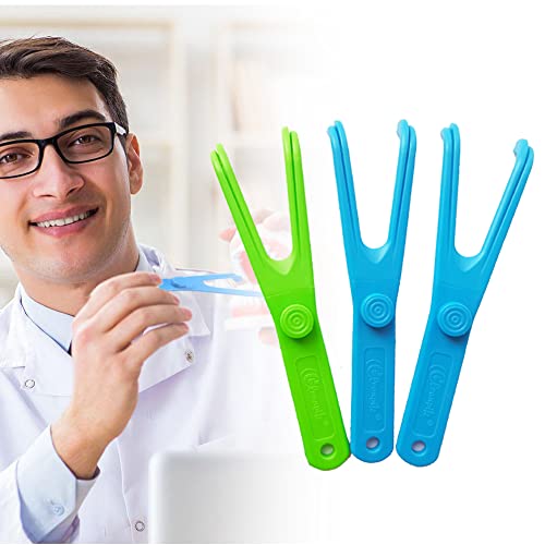 Wiederverwendbare Zahnseide Halter, 3 Stück Flosser Zahnseidenhalter, Dental Floss Halter, Zahnseide-Stick Zahnreinigung, Mundhygiene Zahnreinigung, für Familien Hotels und Reisen, 2 Blau, 1 Grün – Bild 7