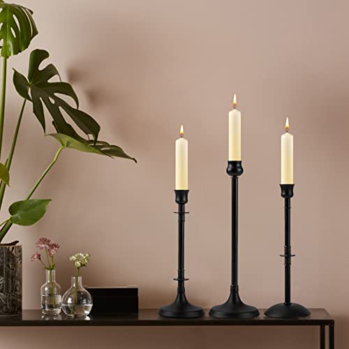Matte Black Taper Candlestick Holders Set Of 3 - Metal Taper Candle Holders For Taper Candles, Decorative Candle Stick Stand For Fireplace Mantle Dinning Table Christmas Decorations #TOP4
