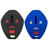 2Pcs Coolbestda Rubber 4buttons Key Fob Remote Cover Case Protector Keyless Jacket for Mitsubishi Eclipse 2006-2012 Endeavor 2006-2011 Galant 2006-2012 Lancer Outlander 2007-2013