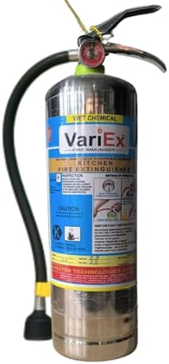 VariEx Wet Chemical Fire Extinguisher 4 Kg – Class K Fire Protection for Commercial Kitchens, Deep Fryers, Cooking Oil &amp; G...