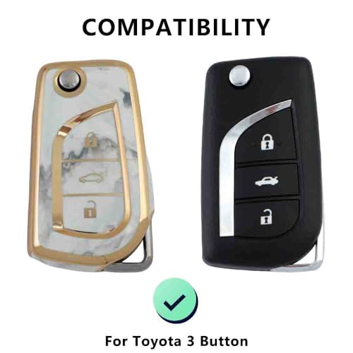 Image of Keyzone TPU Key Cover Compatible for Toyota Innova Crysta, Corolla Altis flip Key (Marble)