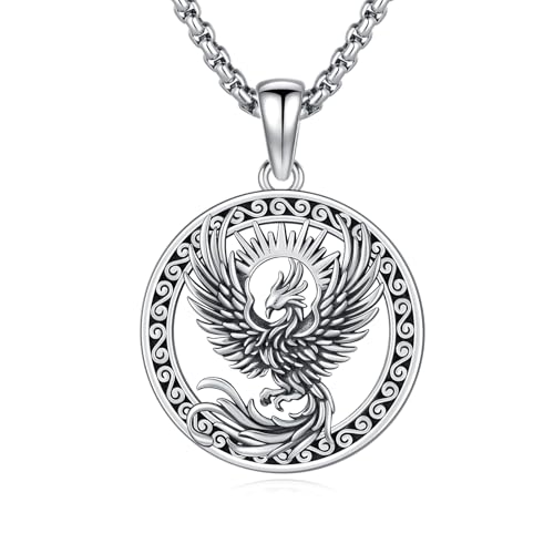 Collier phénix antiallergique argent sterling 925 pendentif oiseau résistant à l'eau