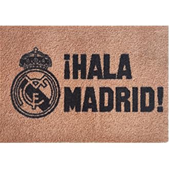 PASO - Felpudo Entrada a casa Originales y Divertidos - Alfombra Friki para Interior y Exterior – Fibra 100% Poliamida y Base Antideslizante - Producto Oficial Real Madrid (Topo)