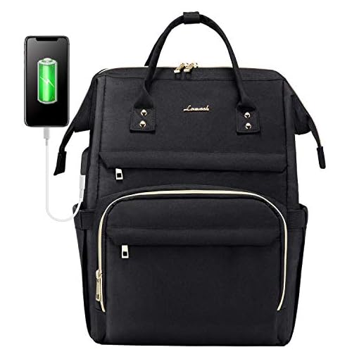 Laptop Backpack for Women Fashion Travel Bags Business Computer Purse Work Bag with USB Port, Black, 17-Inch