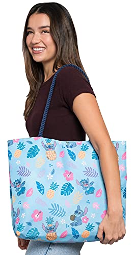 Disney Lilo & Stitch Tote Bag, Stitch Blue Hawaiian Print, Large Water-Resistant Canvas Purse, Beach Vacation Accessory Bag, Work Travel Carry-All for Women - Image 7
