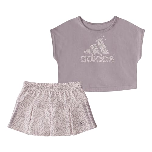 Image of adidas Infant Girls N Box Tee Pleated Skort Set Casual Bottoms Casual - Pink