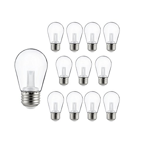 Cheapest 🛒 Sunlite 41030-SU LED S14 String Light Bulb, 1 Watt (10W Equivalent), 50 Lumens, Medium Base (E26), Non-Dimmable, ETL Listed, 2700K Warm White, Clear, 12 Count