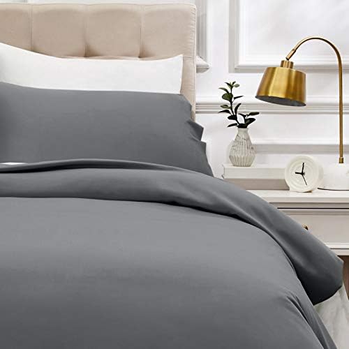 Amazon Basics - Duvet cover set, 400 thread sateen cotton, 135 x 200 cm / 50 x 80 cm x 1, White