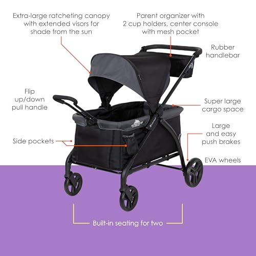 Image of Baby Trend Expedition LTE 2-in-1 Stroller Wagon, Madrid Black