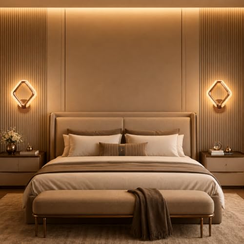 Image of fizzytech Crystal LED Wall Light, Modern Gold Finish Decorative Wall Lamp with 3 Colour Changing Modes for Living Room, Bedroom, Hallway & Home Decor (Diamond, Pack of 1)