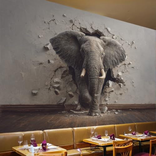 Papier peint panoramique éléphant pour habiller un grand mur vide intissé gris moderne